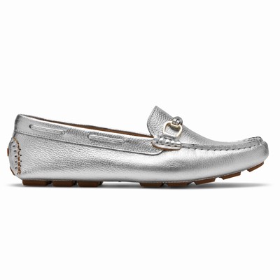 Mocassins Rockport Bayview Driver Mulher Prateadas PT-67831